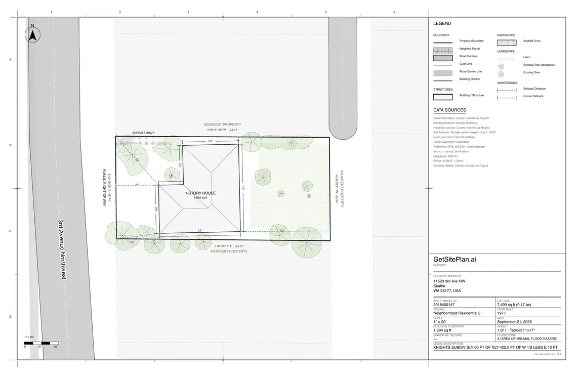 Site plan preview for 11520 3rd Ave NW, Seattle, WA