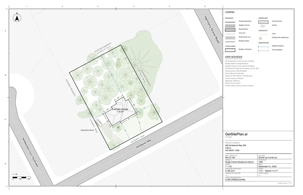 Site plan preview for 265 Nimblewill Way SW, Lilburn, GA